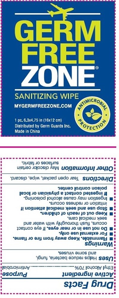 Principal Display Panel - germ free zone sanitizing wipe